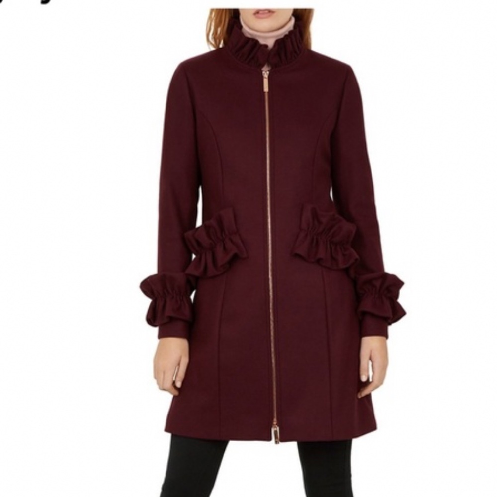 Ted Baker Wool Ruffle Coat